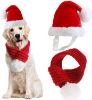 Inscape Data Christmas Dog Santa Hat with Scarf, Adjustable Santa Hat for Dog and Xmas Pet Knit Red Scarf with White Pompom Ball, Dog Winter Neck Warmer Scarf, Christmas Party Dressup