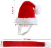 Inscape Data Christmas Dog Santa Hat with Scarf, Adjustable Santa Hat for Dog and Xmas Pet Knit Red Scarf with White Pompom Ball, Dog Winter Neck Warmer Scarf, Christmas Party Dressup