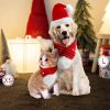 Inscape Data Christmas Dog Santa Hat with Scarf, Adjustable Santa Hat for Dog and Xmas Pet Knit Red Scarf with White Pompom Ball, Dog Winter Neck Warmer Scarf, Christmas Party Dressup